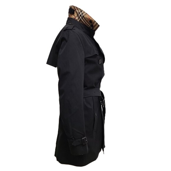 Burberry Women's Short Kensington Heritage Trench Coat Black Sz 12 / L LATEST - Picture 5 of 16